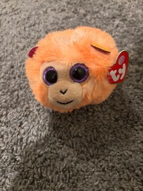 Ty Beanie Balls "Coconut" the Monkey Round Plush Ball